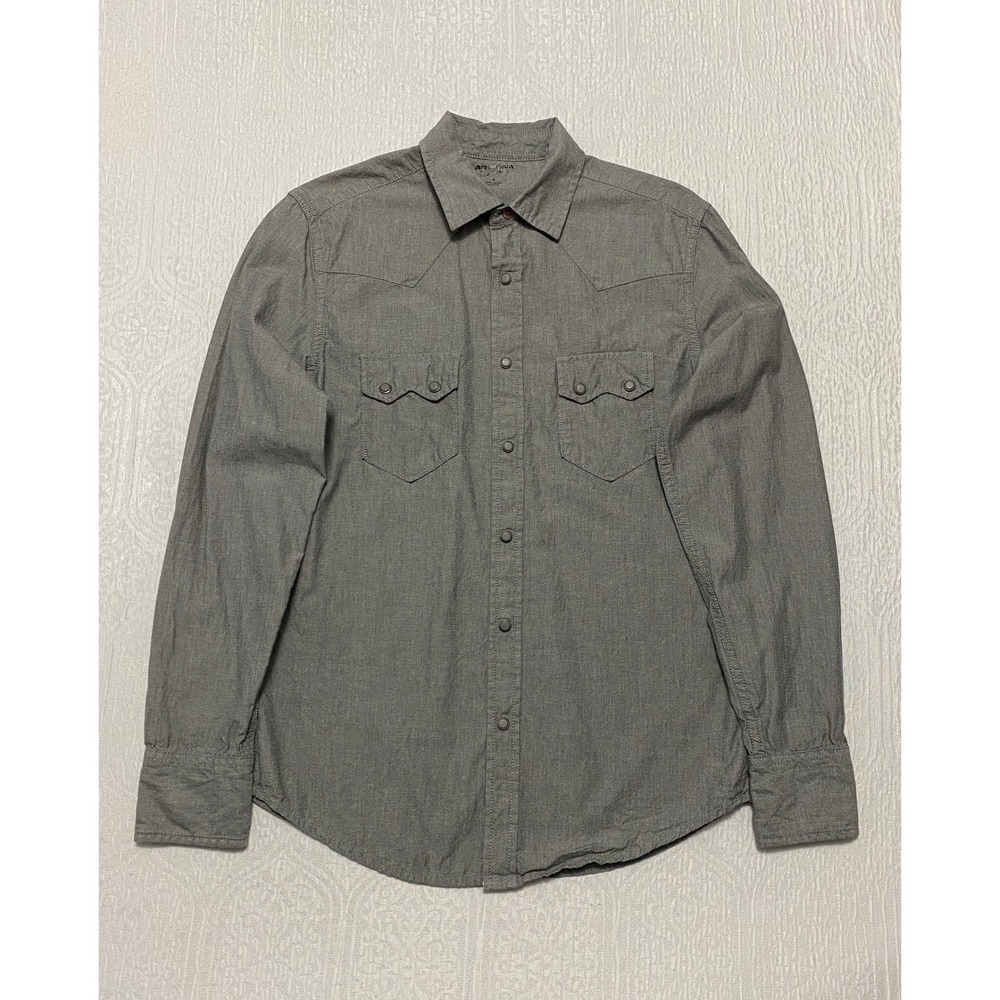 Arizona Jeans Co Mens Gray Long Sleeve Snap‎ Front Western Shirt Size S